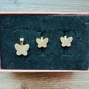 Pavé Butterfly Huggie and Pendant Set